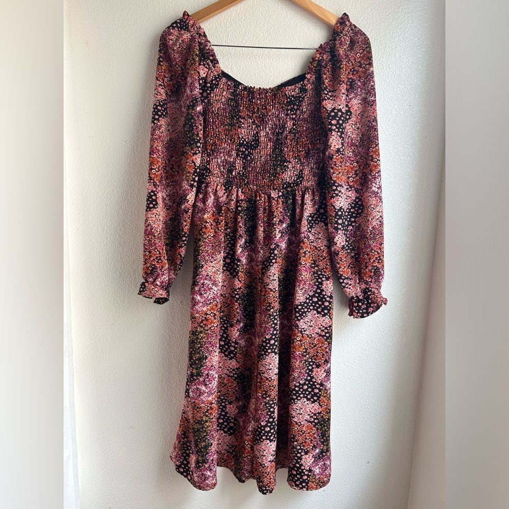 Lily Rose | Long Sleeve Babydoll Midi Floral Dress - Picture 3 of 7